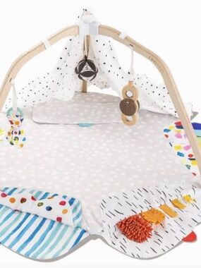 Neutral Beige Dot Baby Play Gym with Hanging Toys